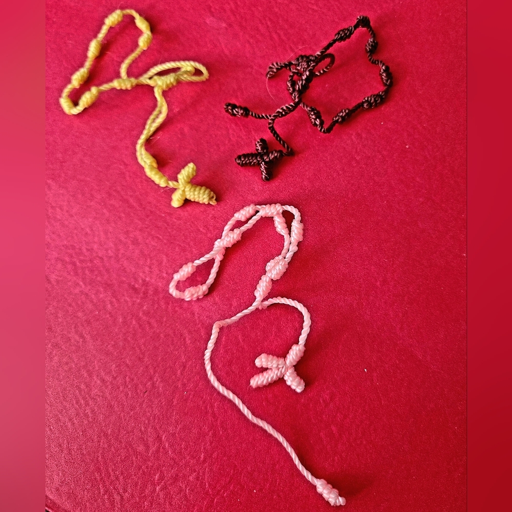 New, handmade adjustable set of six rosary bead/cross bracelet 1 size fits all